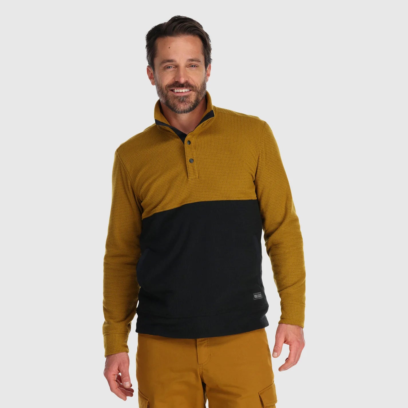 M Trail Mix Snap Pullover II- Tapenade/Black