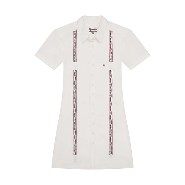 Tejas Guayabera Dress- Maroon