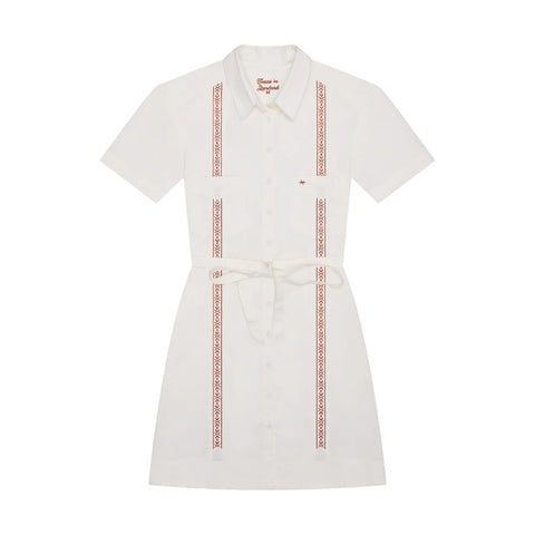 Tejas Guayabera Dress- Burnt Orange
