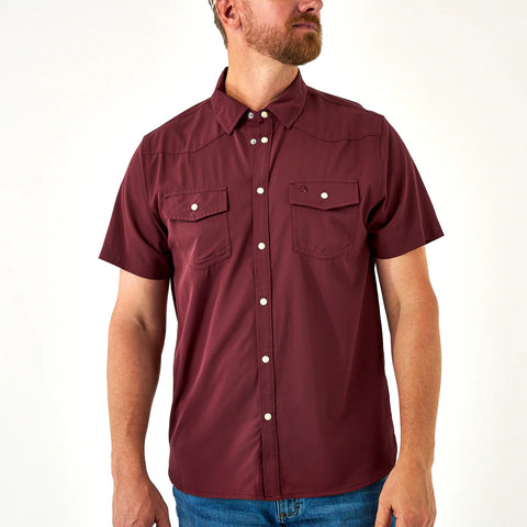 Performance Western Shirt- Maroon