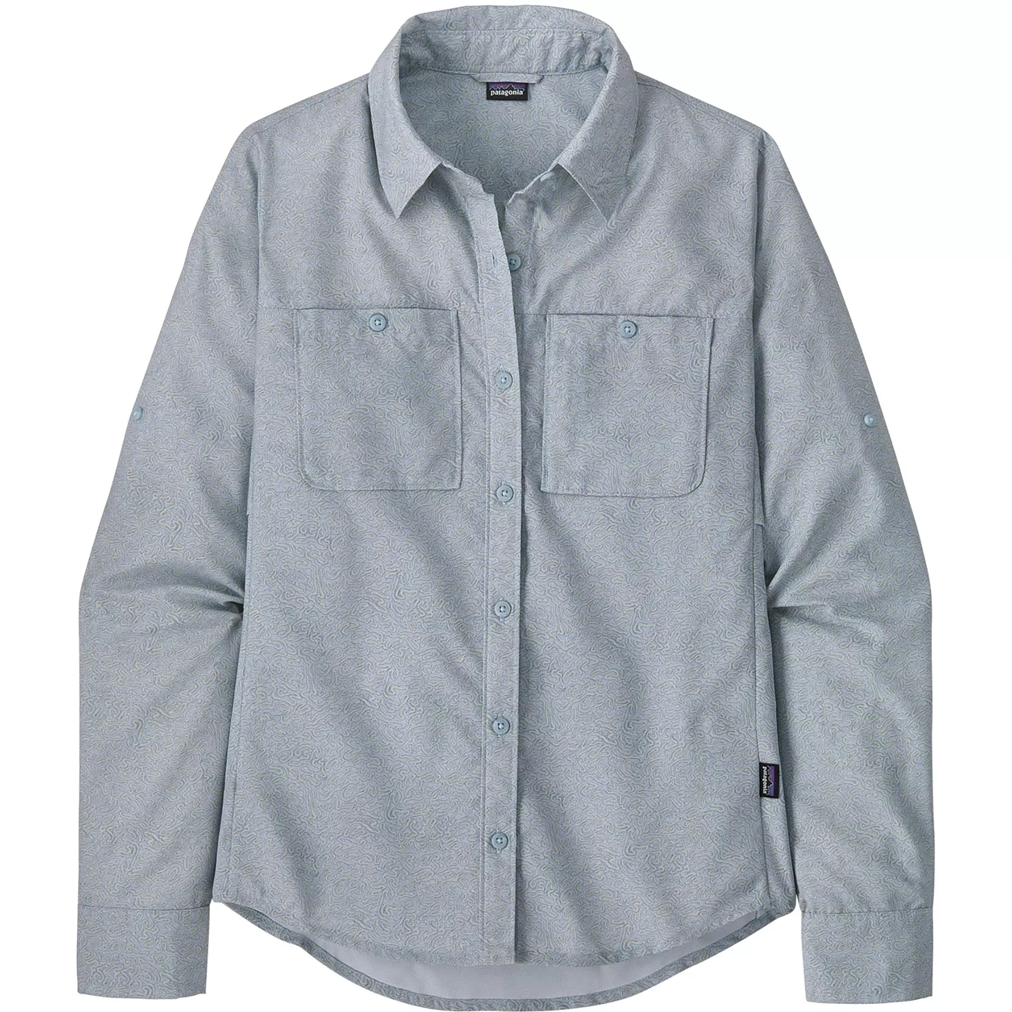 W L/S Self Guided UPF Hike Shirt- Journeys: Steam Blue