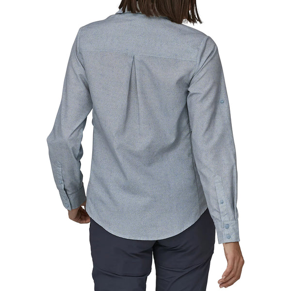 W L/S Self Guided UPF Hike Shirt- Journeys: Steam Blue