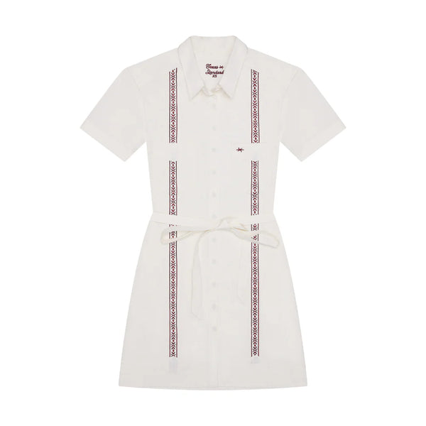 Tejas Guayabera Dress- Maroon