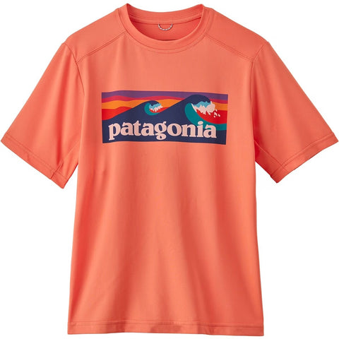 Kids' Capilene® Silkweight T-Shirt- Boardshort Logo: Coho Coral