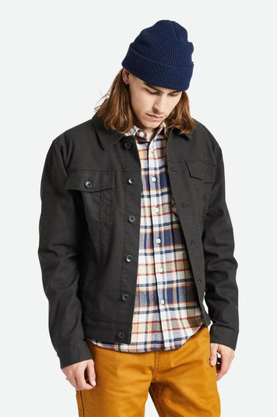 Builders Cable Stretch Trucker Jacket- Washed Black