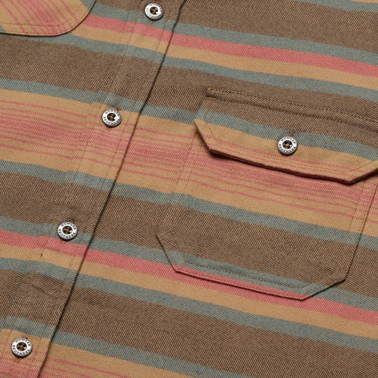Harker's Flannel Shirt- Pathway Stripe: Sundown