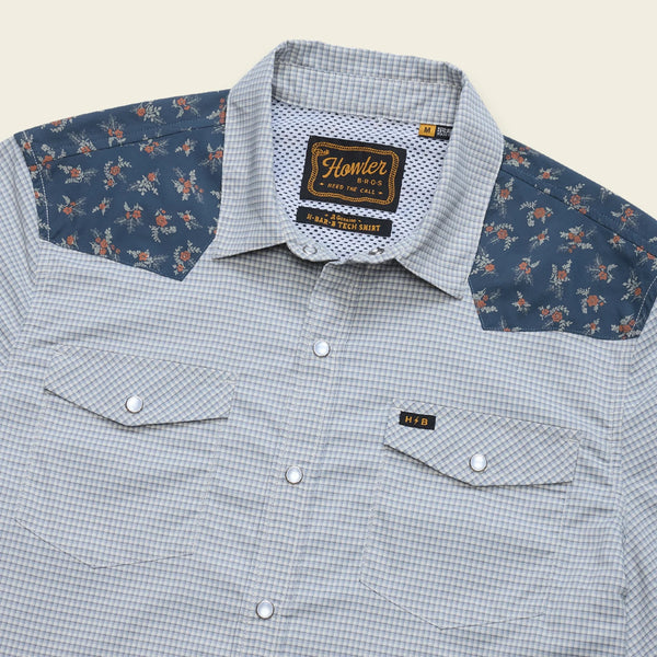 H Bar B Tech Longsleeve- Rancher Floral: Smoke Blue