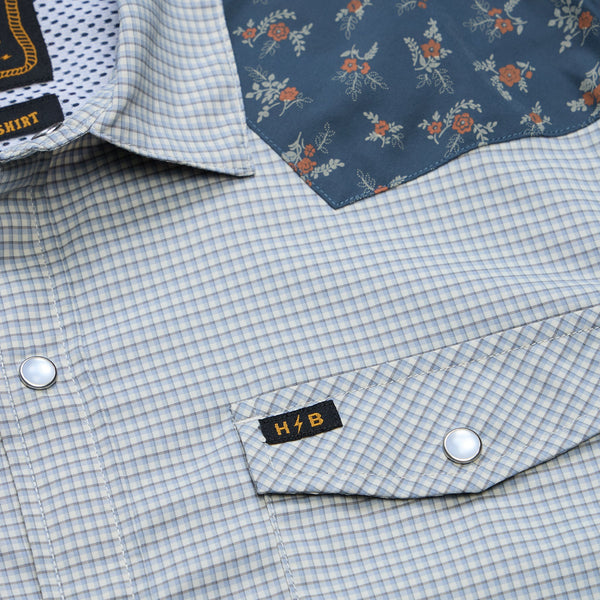 H Bar B Tech Longsleeve- Rancher Floral: Smoke Blue