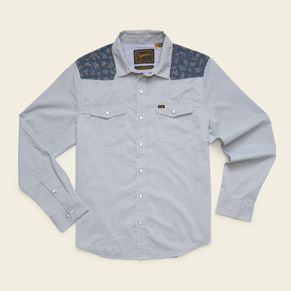 H Bar B Tech Longsleeve- Rancher Floral: Smoke Blue