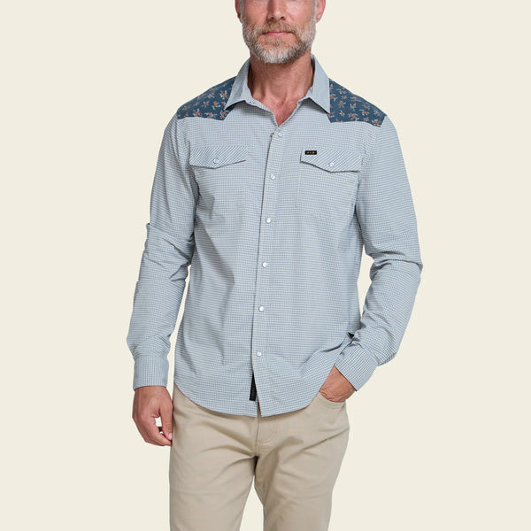 H Bar B Tech Longsleeve- Rancher Floral: Smoke Blue