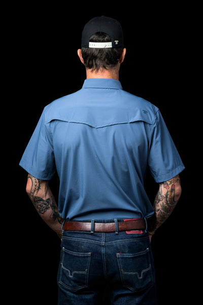 M Short Sleeve Snap Shirt- Blue