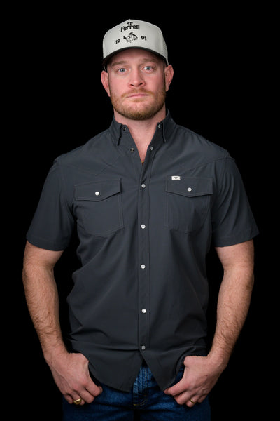 M Short Sleeve Snap Shirt- Grey