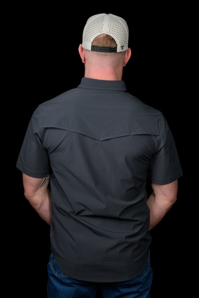 M Short Sleeve Snap Shirt- Grey