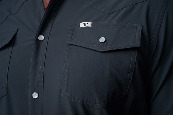 M Short Sleeve Snap Shirt- Grey