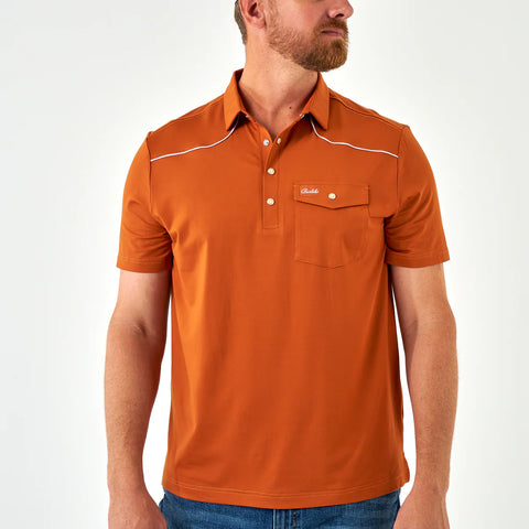 Pearl Snap Performance Polo- Orange