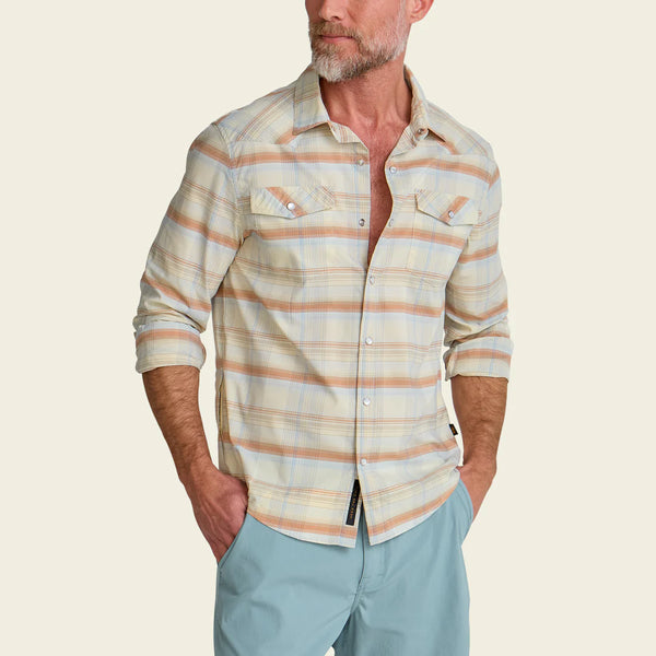 H Bar B Tech Longsleeve-  Cameron Plaid: Cream