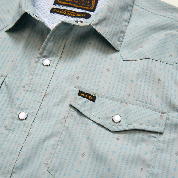 H Bar B Tech Longsleeve- Supernova Stripe: Ash Blue