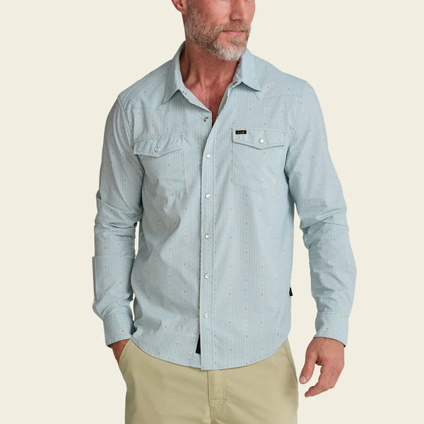 H Bar B Tech Longsleeve- Supernova Stripe: Ash Blue