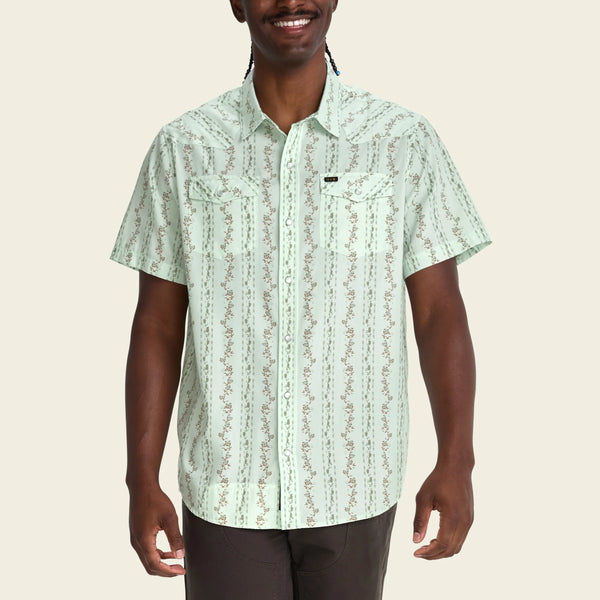 H Bar B Snapshirt- Hibiscus Ribbions: Mint