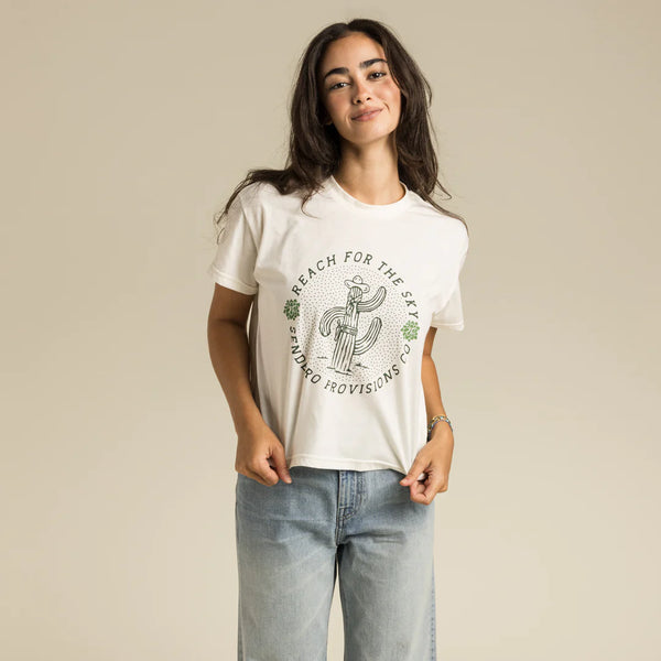Reach for the Sky Crop Tee- Vintage White