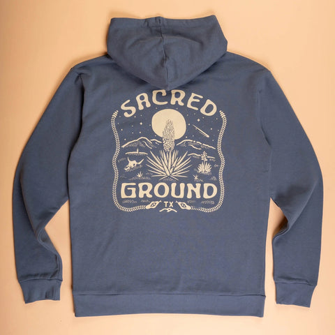 Sacred Ground- Campfire Hoodie- Faded Indigo