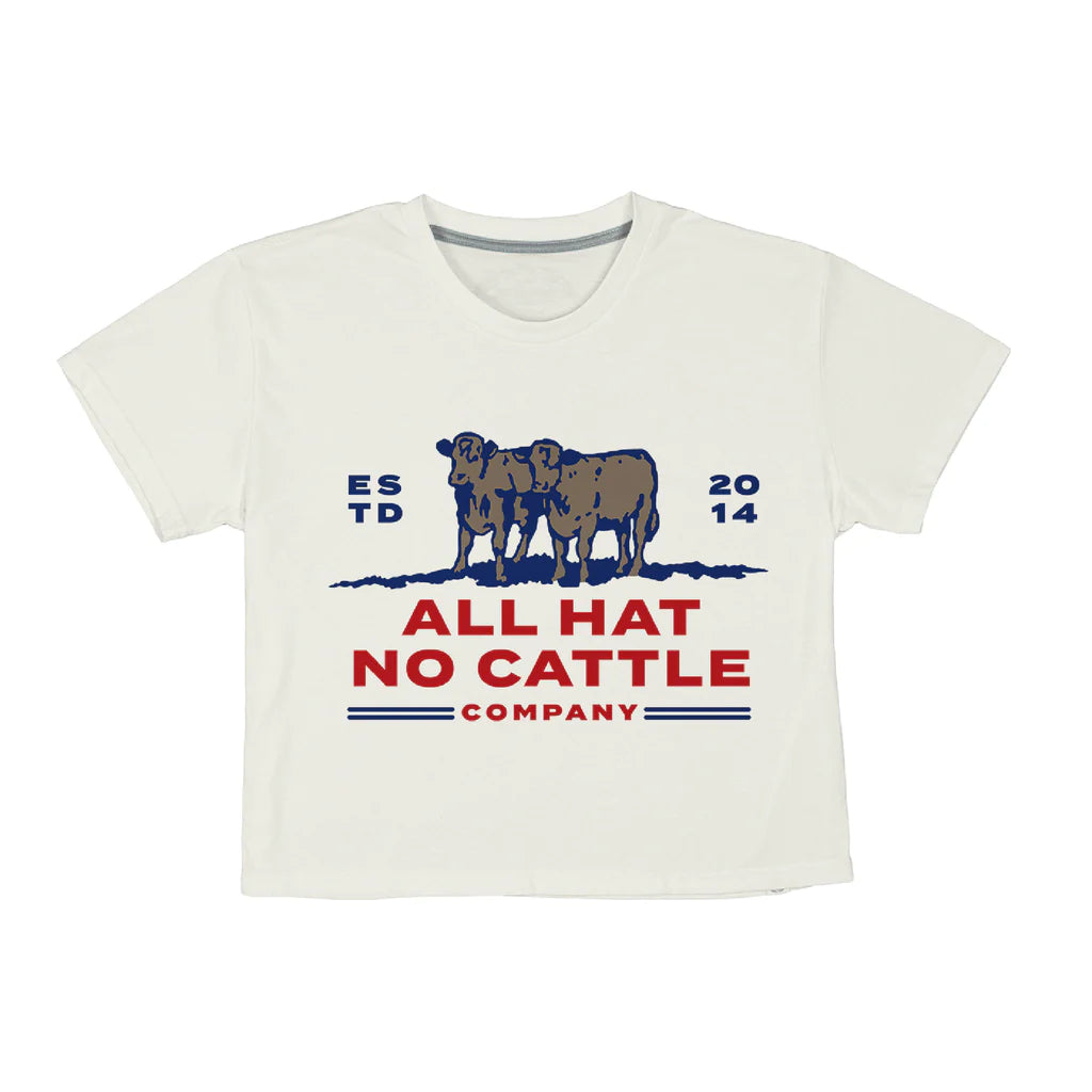 All Hat No Cattle Tee- Vintage White